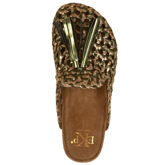 Sabot in laminato intrecciato, con nappina-WOZ?-VIALESCARPE