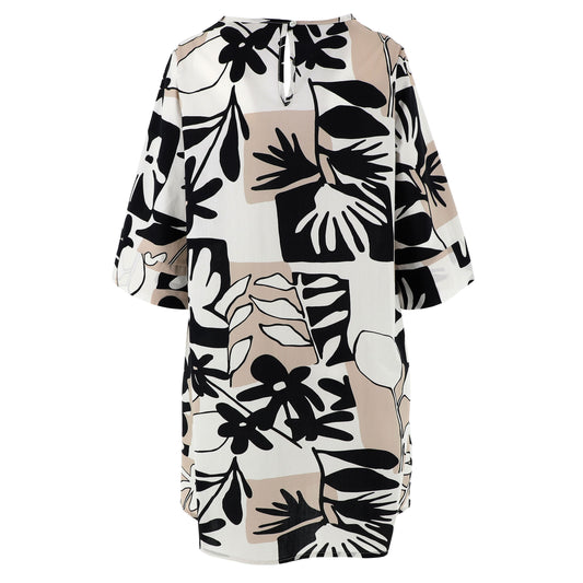 KARAKORUM Vestito MAXINE Bianco, ecru e nero-KARAKORUM-VIALESCARPE