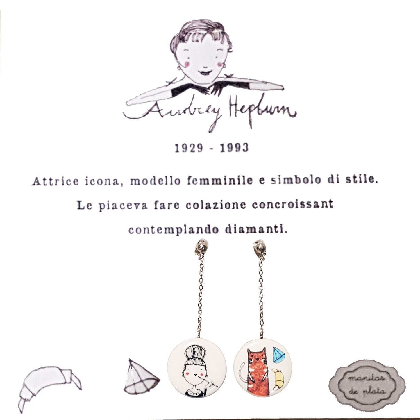 Orecchini pendenti Audrey Hepburn-MANITAS DE PLATA-VIALESCARPE