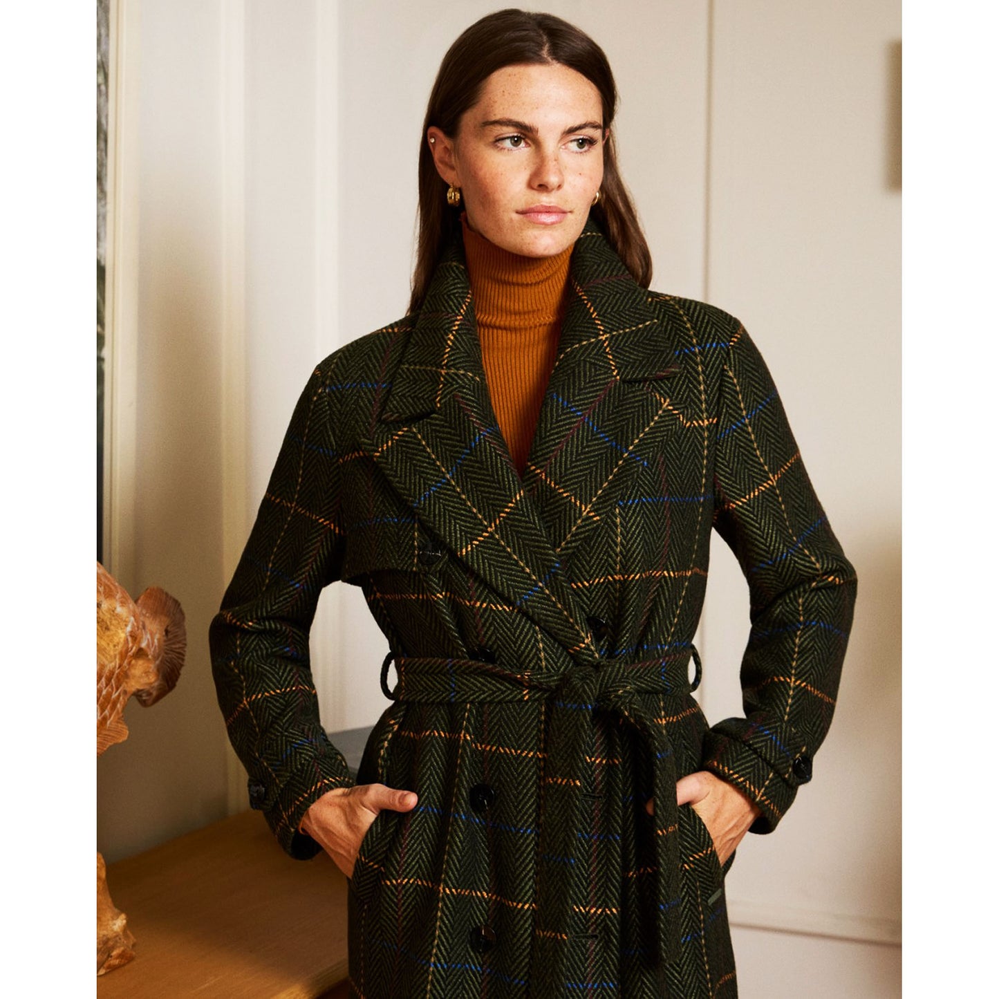 SURKANA - Trench in tessuto a spina di pesce-SURKANA-VIALESCARPE