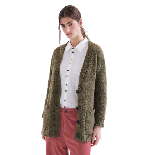 COMPAÑÍA FANTÁSTICA Cardigan in maglia verde oliva