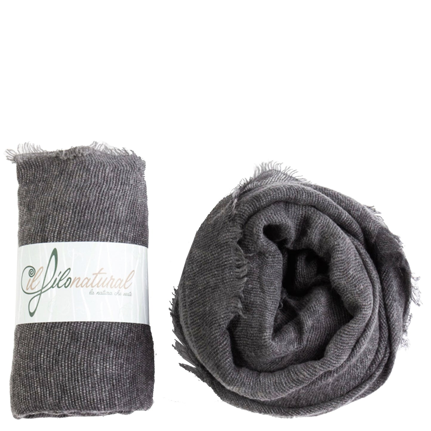 Scialle Foulard Il FiloNatural Lana Filo Grosso e Piccolo Antracite-GliARTiCOLiIL-VIALESCARPE