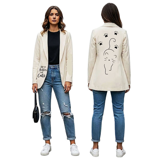 ROXAPAJ Giacca Avorio con Orme Gatto