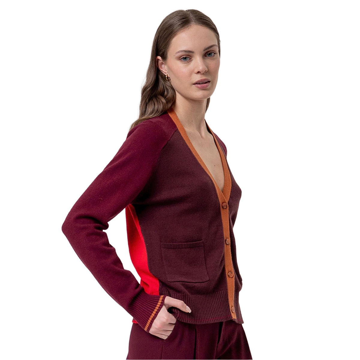 SURKANA Cardigan SAKO336 Bordeaux e Rosso