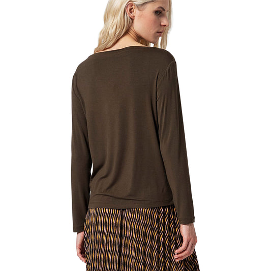 SURKANA - T-shirt con scollo a barca in viscosa di bambù-SURKANA-VIALESCARPE