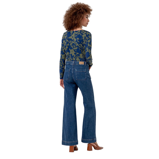 SURKANA Jeans Wide Leg con Tasche Applicate Indigo-SURKANA-VIALESCARPE