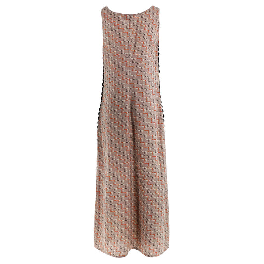 KARAKORUM Vestito lungo ONDINA beige, arancione e marrone