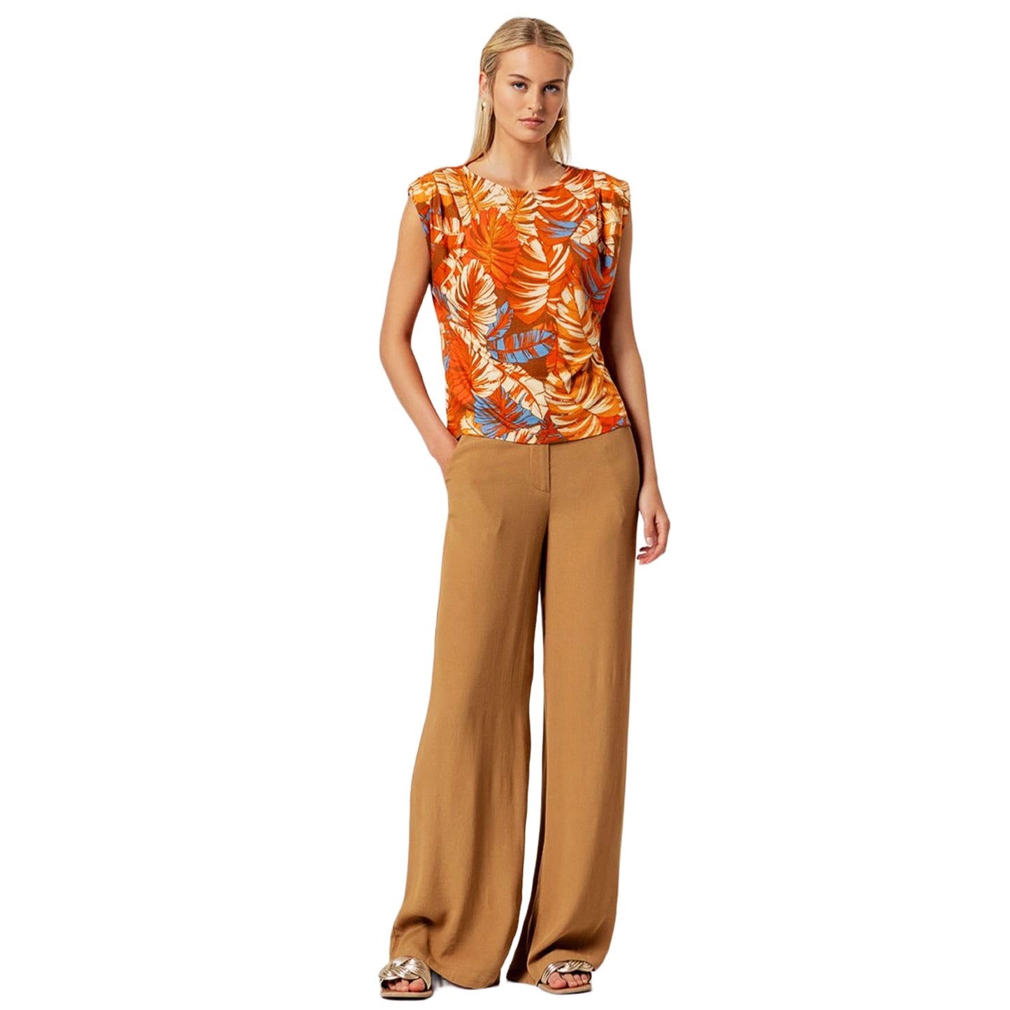 SURKANA Top senza maniche con drappeggio Arancio-SURKANA-VIALESCARPE