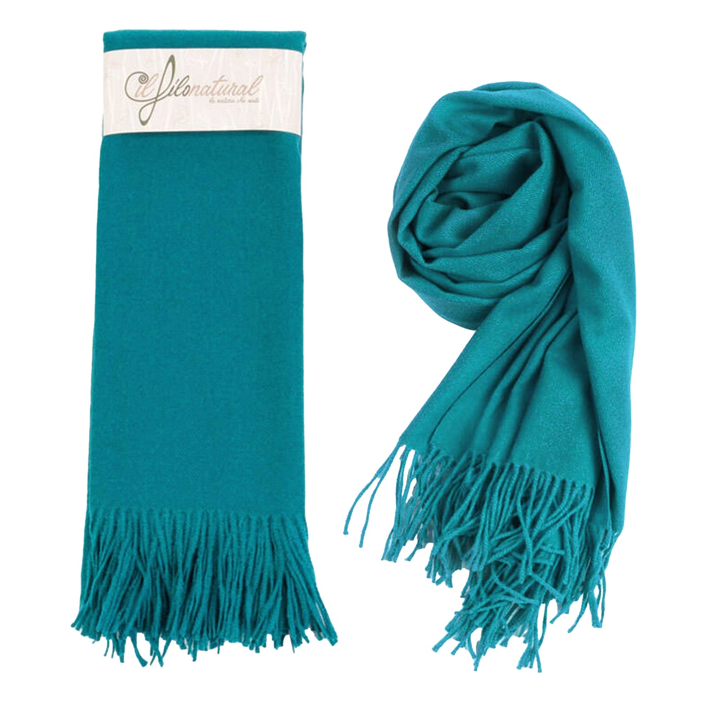 Scialle Pashmina Stola Classica Frange Smeraldo-GliARTiCOLiIL-VIALESCARPE