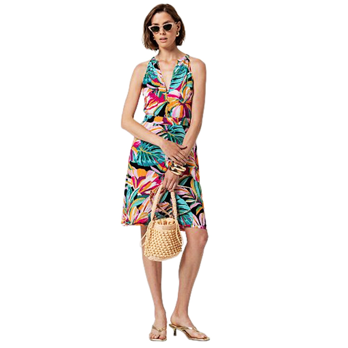 SURKANA Vestito senza maniche con scollo a V e bottoni Multicolore-SURKANA-VIALESCARPE
