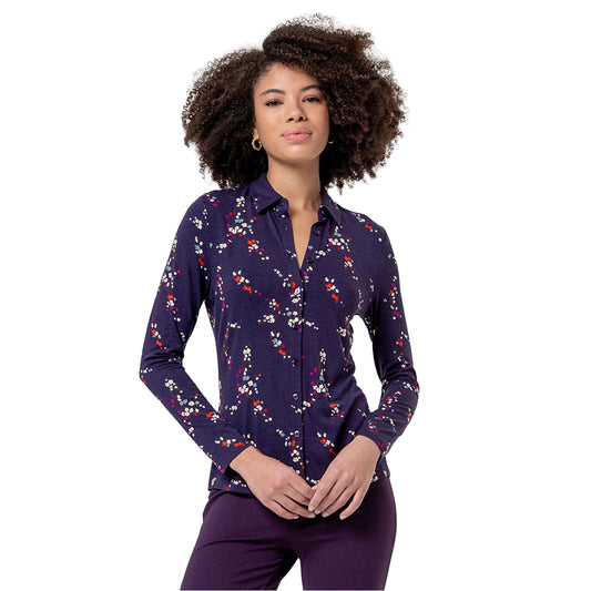 SURKANA Camicia in Viscosa a Fiori Porpora-SURKANA-VIALESCARPE
