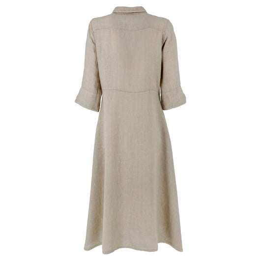 KARAKORUM Vestito Camicia LINDY Ecru-KARAKORUM-VIALESCARPE