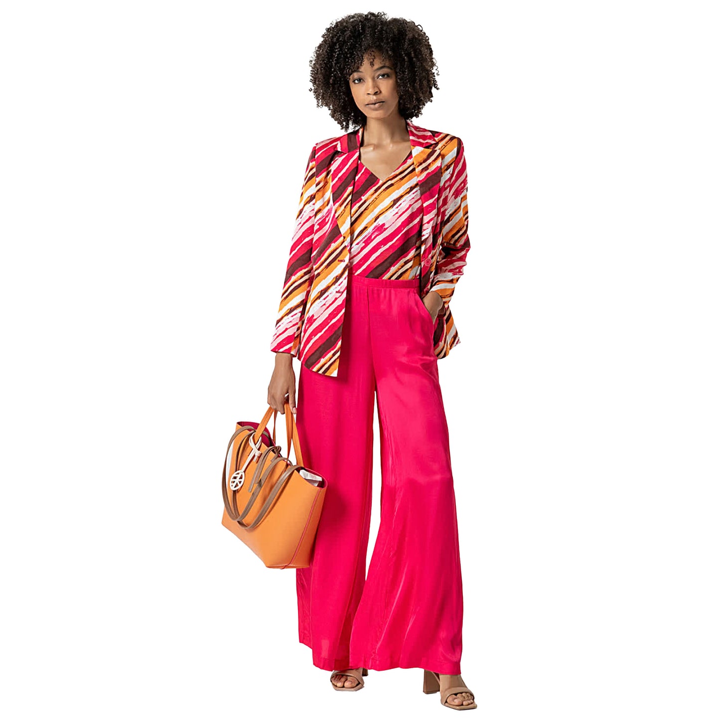 SURKANA - Pantaloni wide leg satinati tinta unita svasati-SURKANA-VIALESCARPE