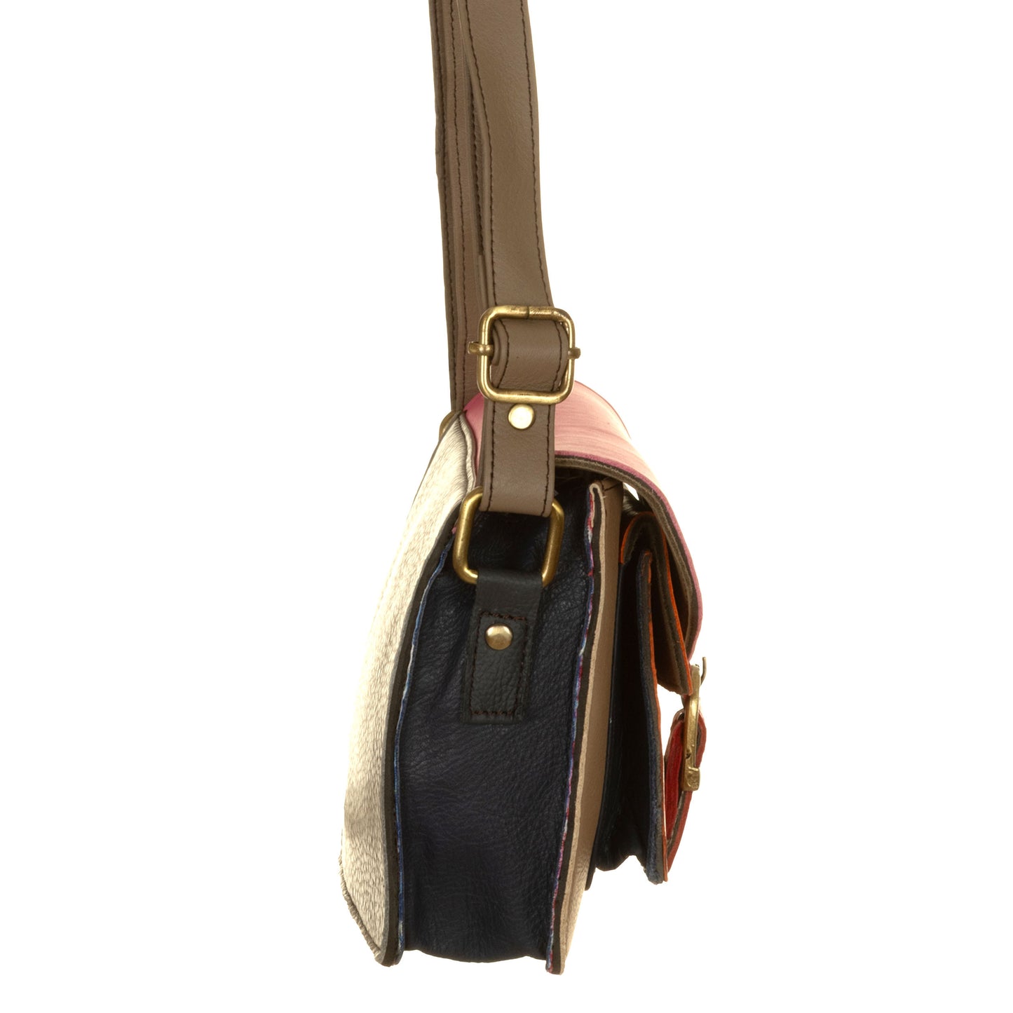 Borsa Leyna liscia basic Tortora Rosa e Rosso