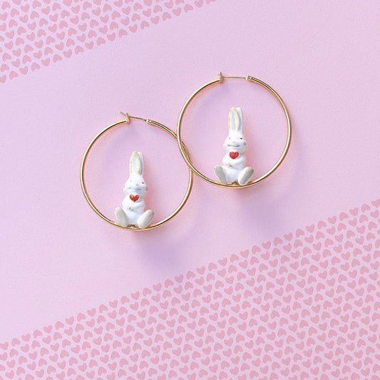 Orecchini pendenti cerchio coniglietto 3D-MANITAS DE PLATA-VIALESCARPE