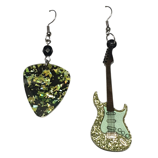 ARKY FLY Orecchini pendenti chitarra glitter verde