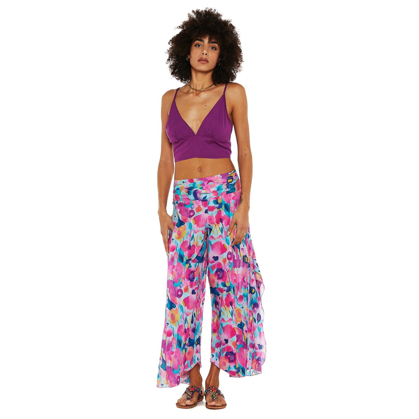BABA DESIGN - Pantaloni palazzo SEA BLOOM