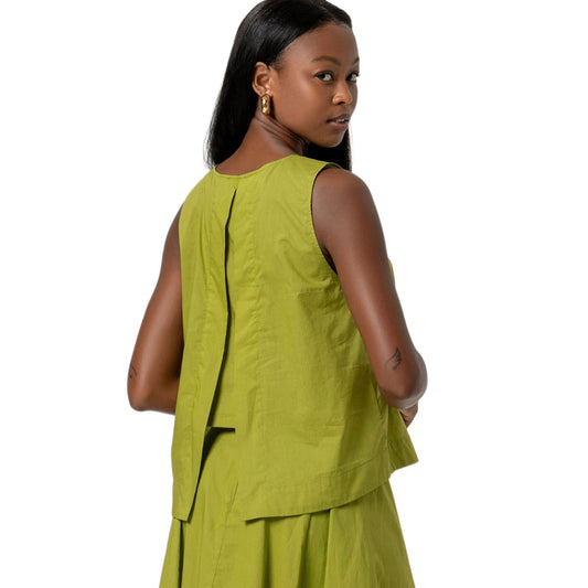 SURKANA Top senza Maniche con Scollo Rotondo Verde Acido