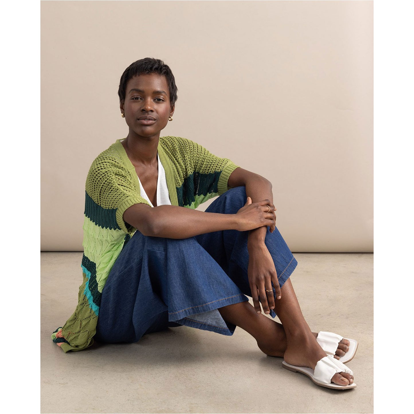 SURKANA - Cardigan lungo crochet con bottoni