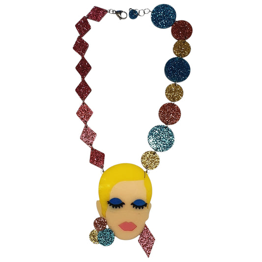Collana Twiggy fuxia e ottanio