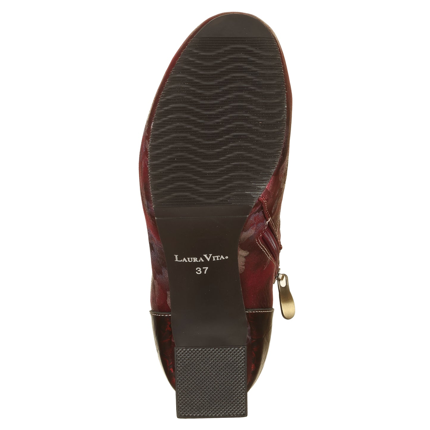 LAURA VITA Ankle boots, pelle stampata con fiori e zip laterale