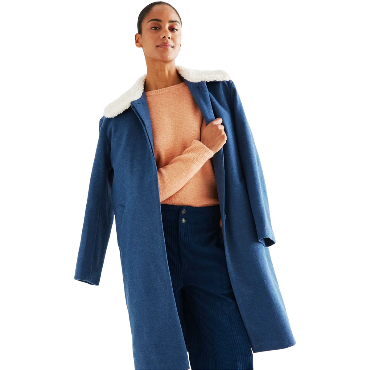 COMPAÑÍA FANTÁSTICA Pantaloni in velluto a coste blu navy con doppio bottone