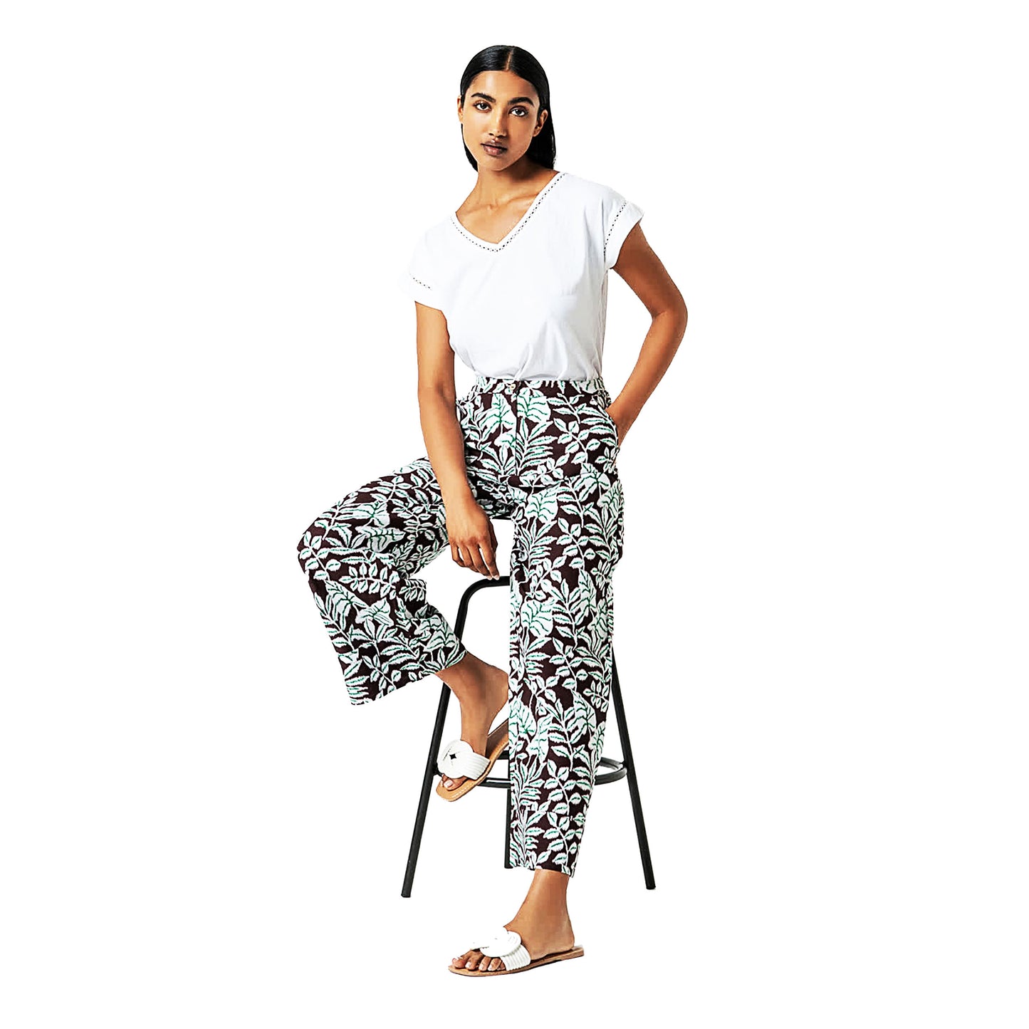 SURKANA - Pantaloni ampi in lino tinta unita, con tasche tipo italiano-SURKANA-VIALESCARPE