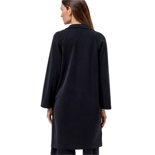 SURKANA Redingote Lunga in Maglia con Revers Nera