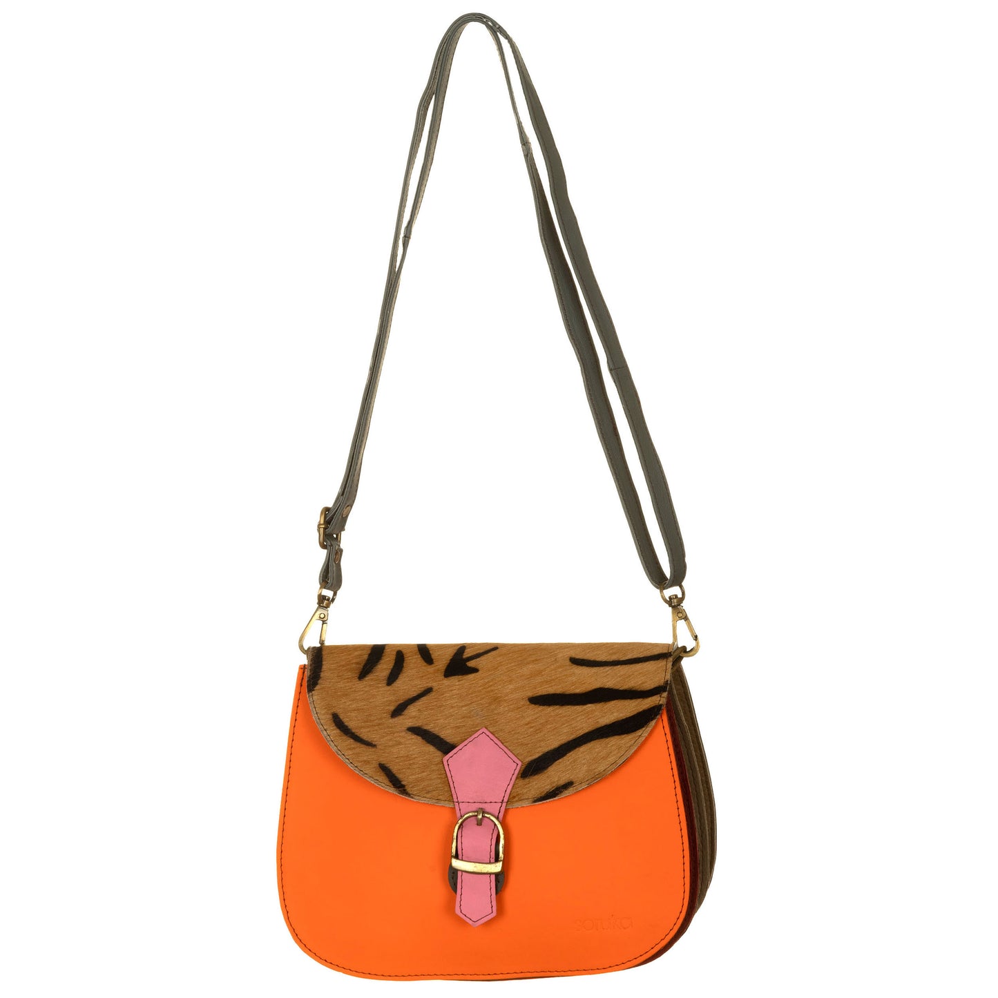SORUKA Borsa EDNA pelo-stamp Basic Arancio fluo, Zebrato, Rosa,..