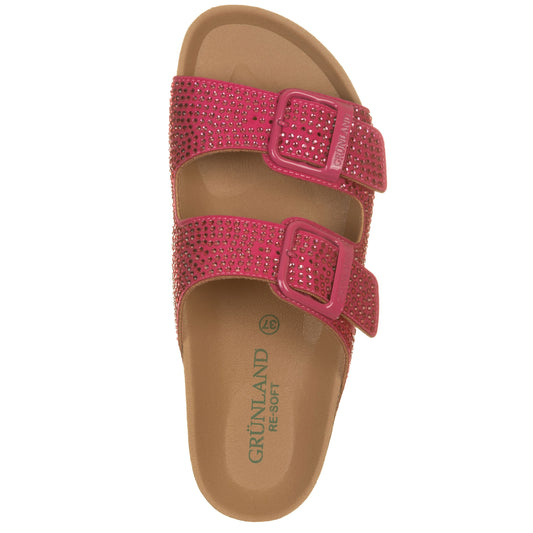 Grunland Ciabatte due fibbie con strass fuxia