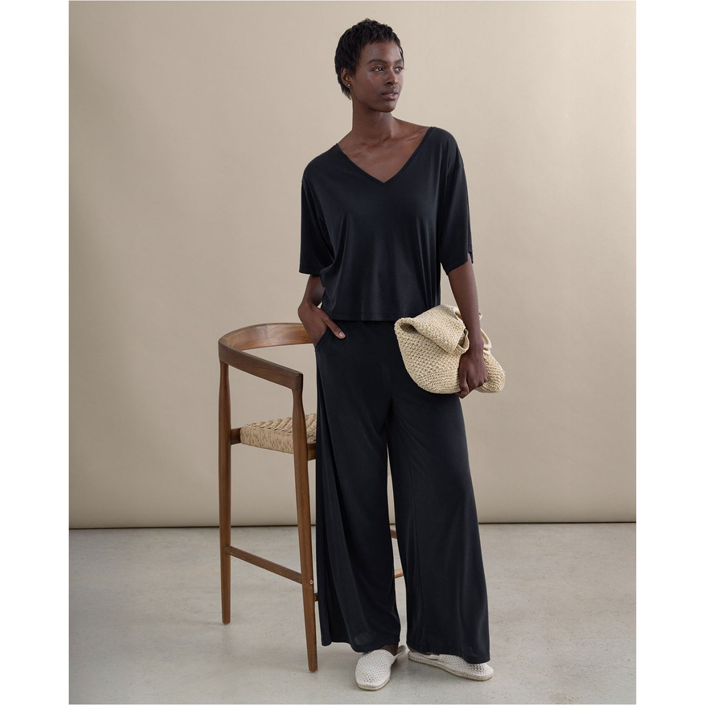 SURKANA - Pantaloni lunghi wide leg elasticizzati