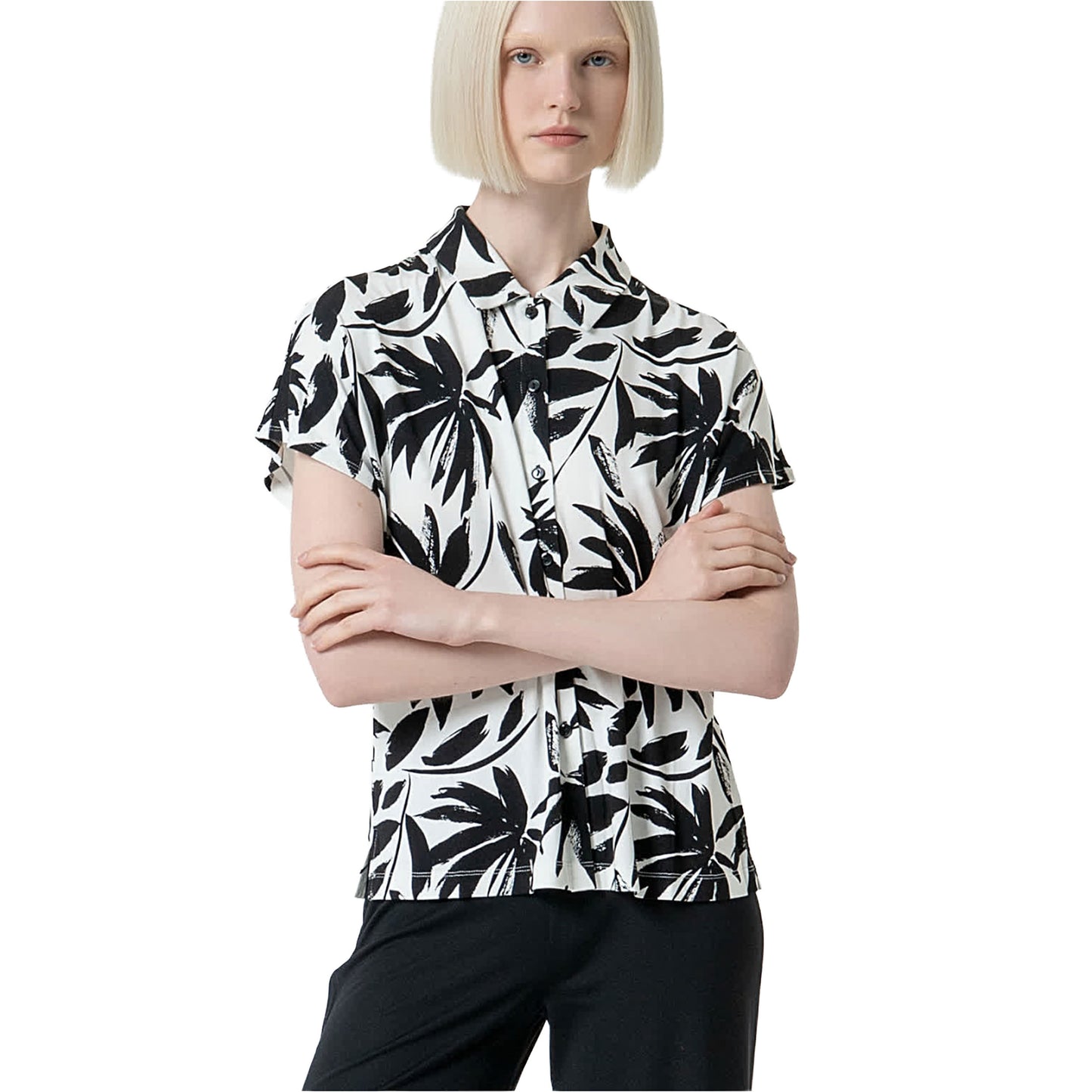 SURKANA - Camicia elasticizzata manica corta stampata