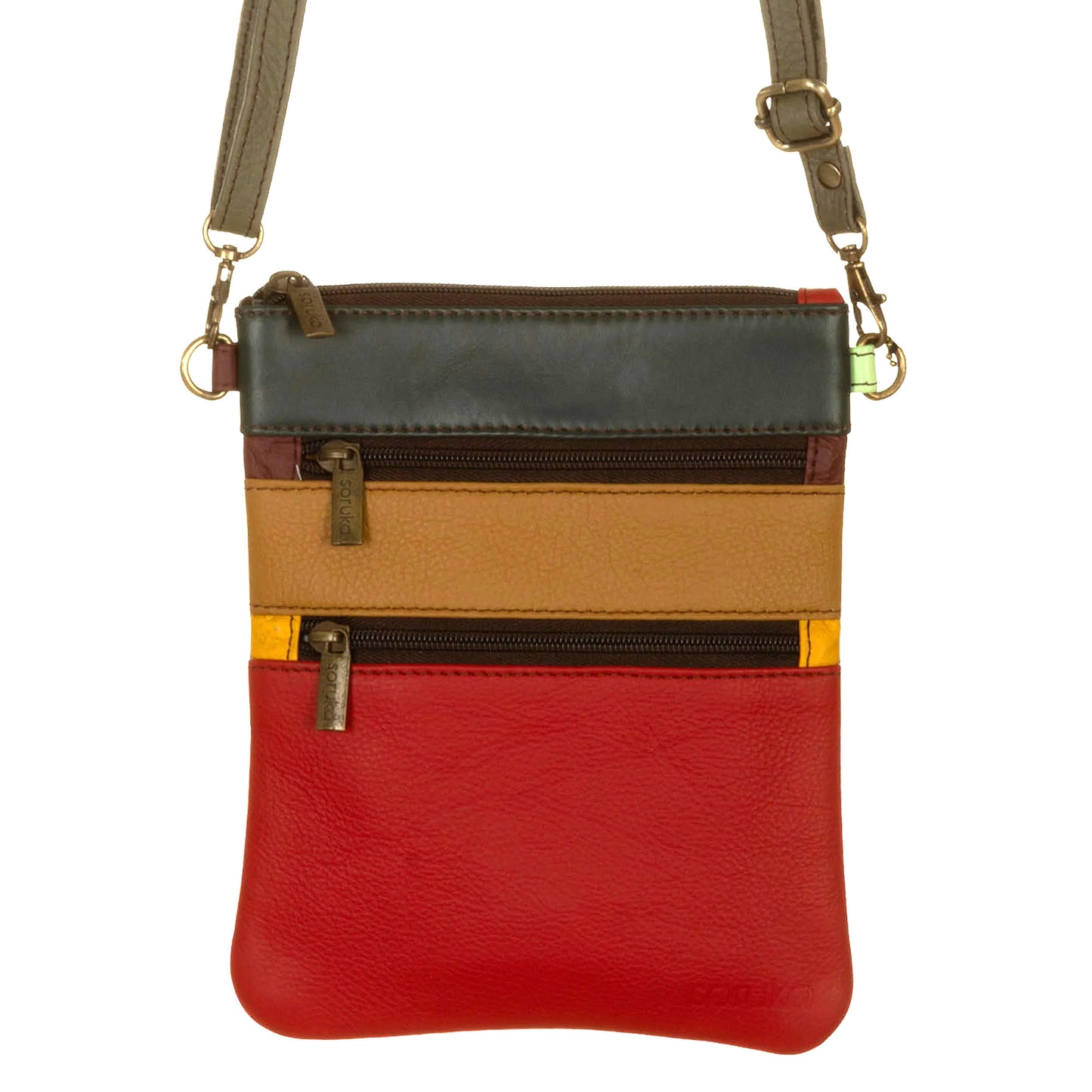 SORUKA Borsetta Maya liscia Rosso, Cognac, Grigio