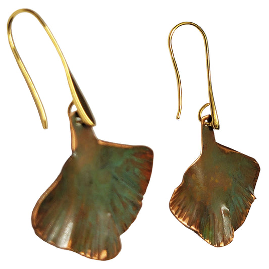 HOIKO Orecchini in rame e ottone foglia di Ginko 01