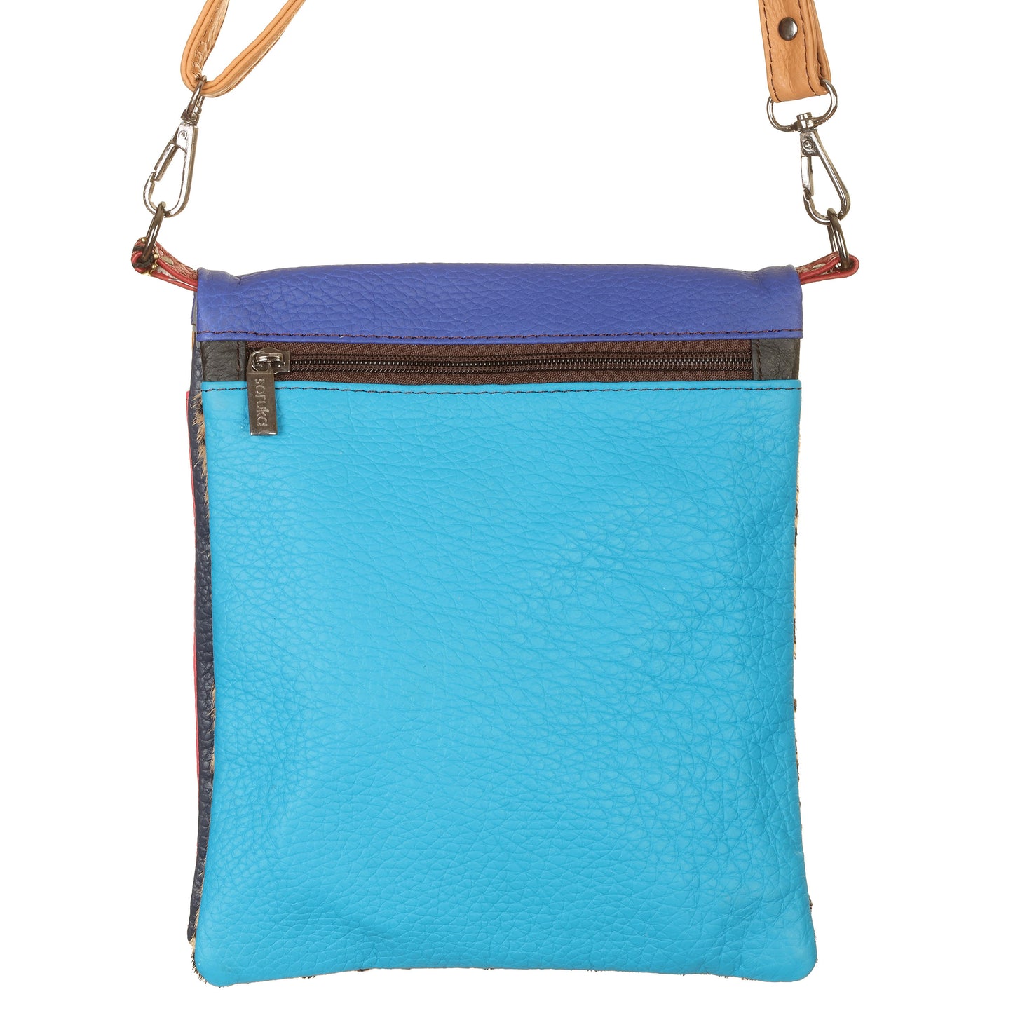 SORUKA Borsa Robin 4 facciate Rosso-Blu-Turchese-Maculato