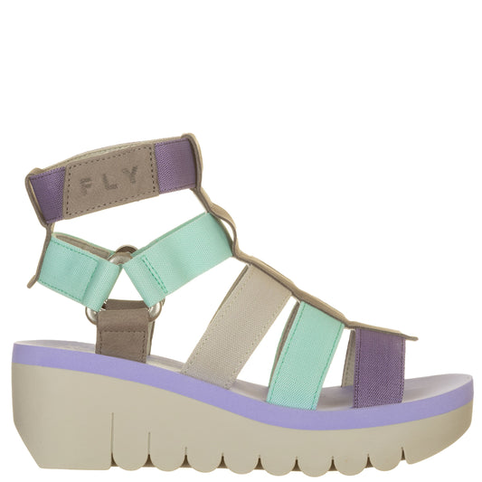 FLY LONDON Sandali gladiatore elastico multi con zeppa