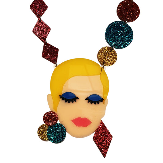Collana Twiggy fuxia e ottanio