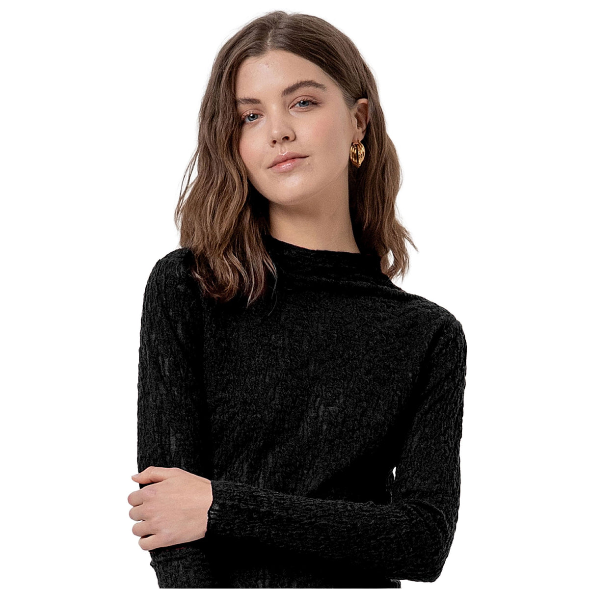 SURKANA Maglia a Collo Alto Testurizzata Nera