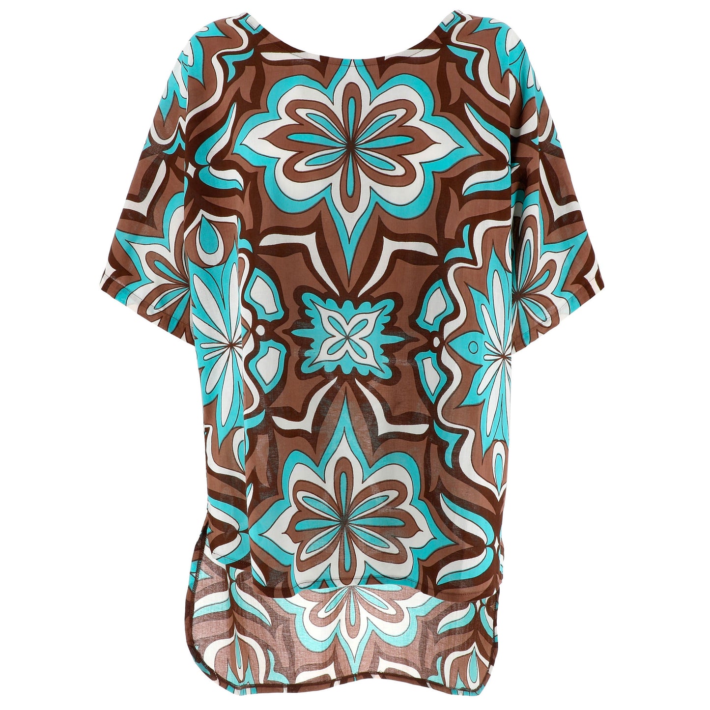 KARAKORUM Blusa SANDY Marrone bianco e turchese