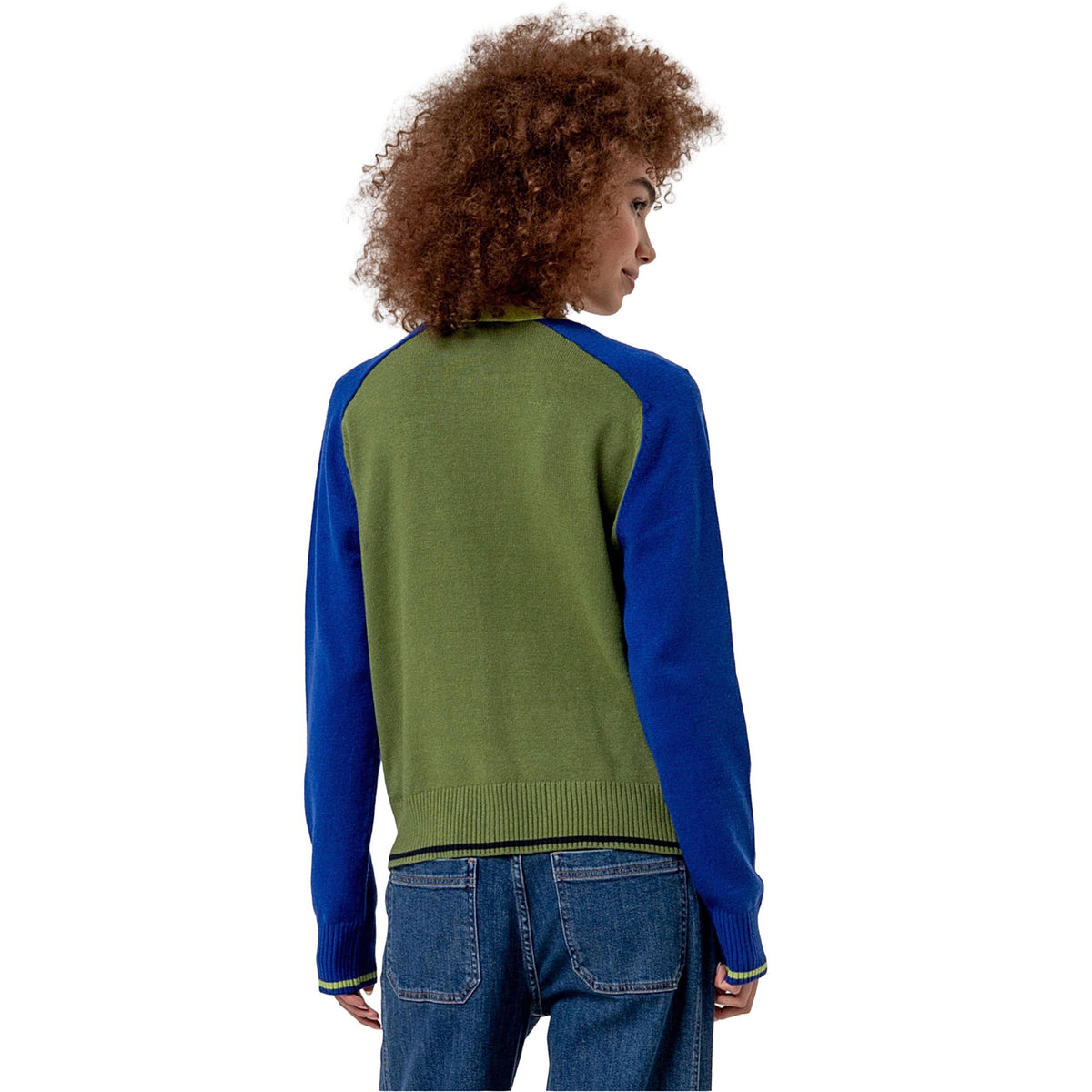 SURKANA Cardigan con scollo a V e contrasti Blu Cobalto