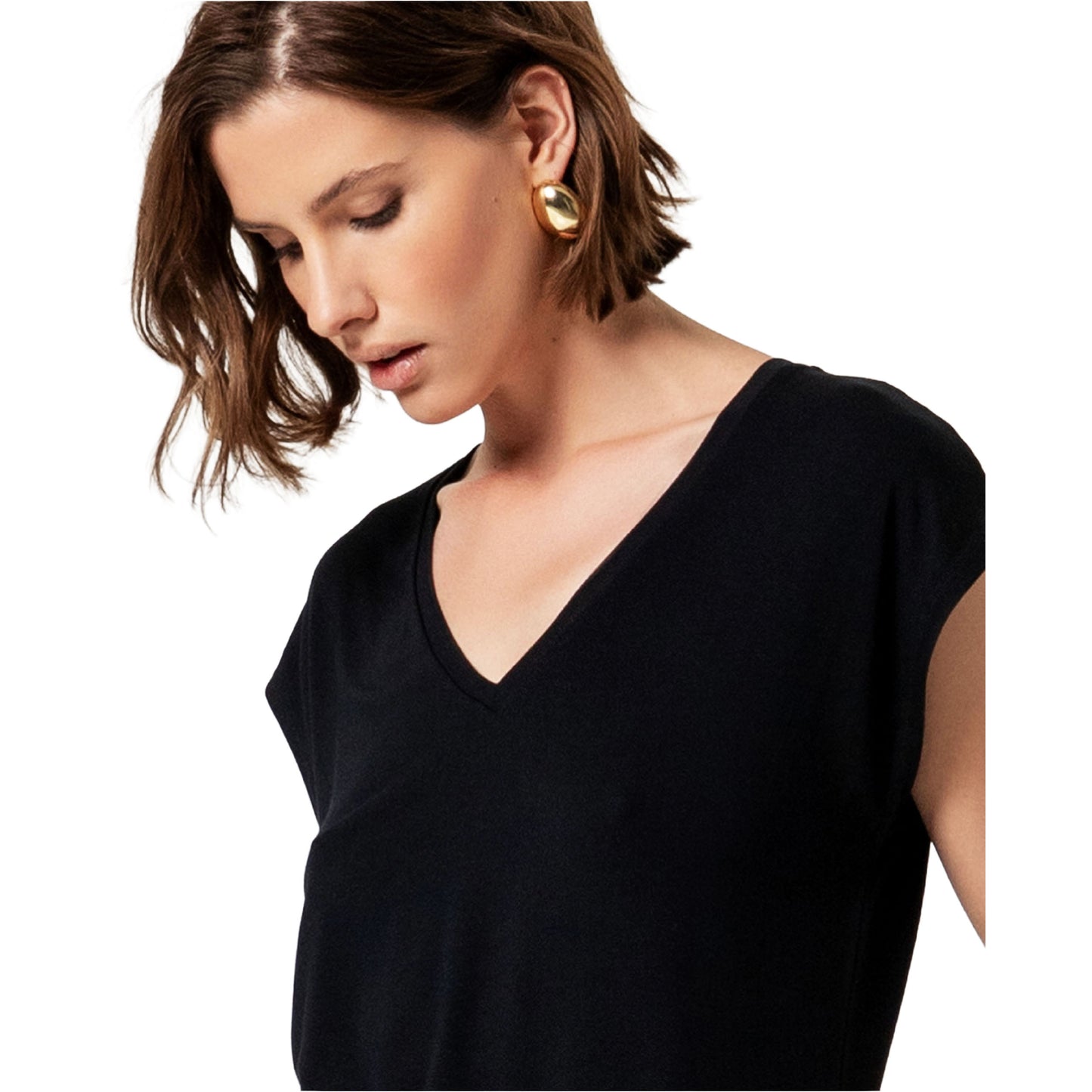 SURKANA T-shirt con collo a V Nero