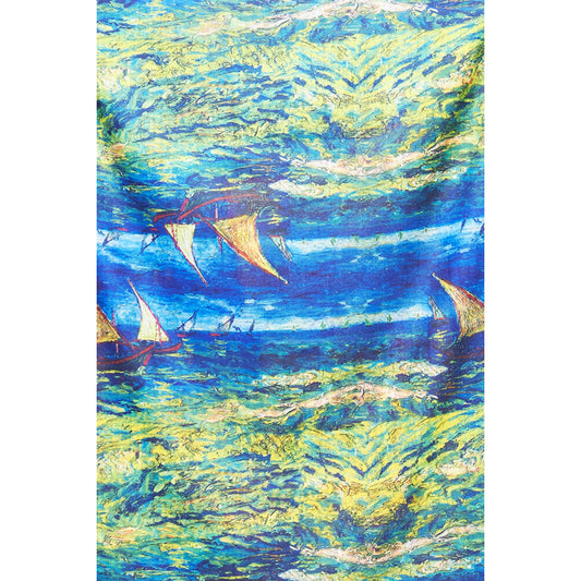 Scialle Pashmina Stola FoulART Notte Lago/Cafè