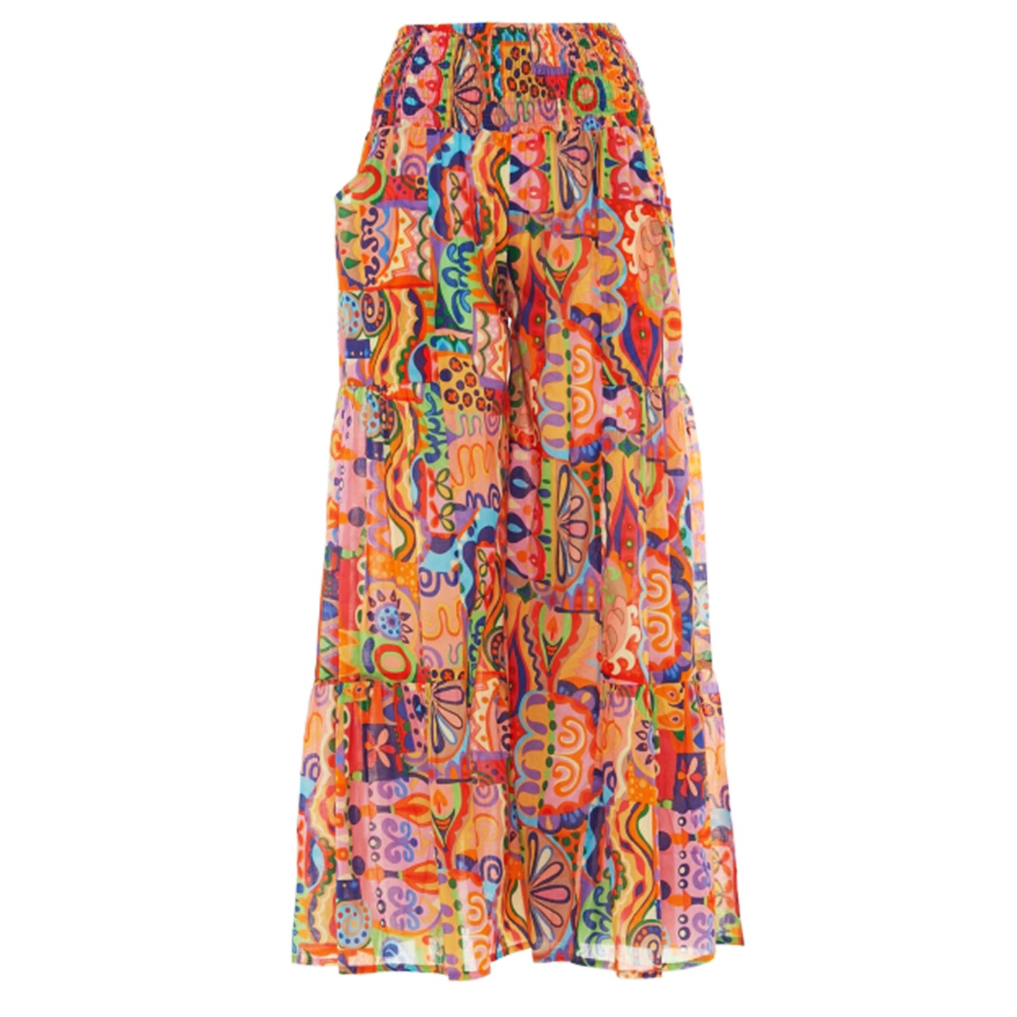 BABA DESIGN - Pantaloni palazzo MOSAIC MARINE