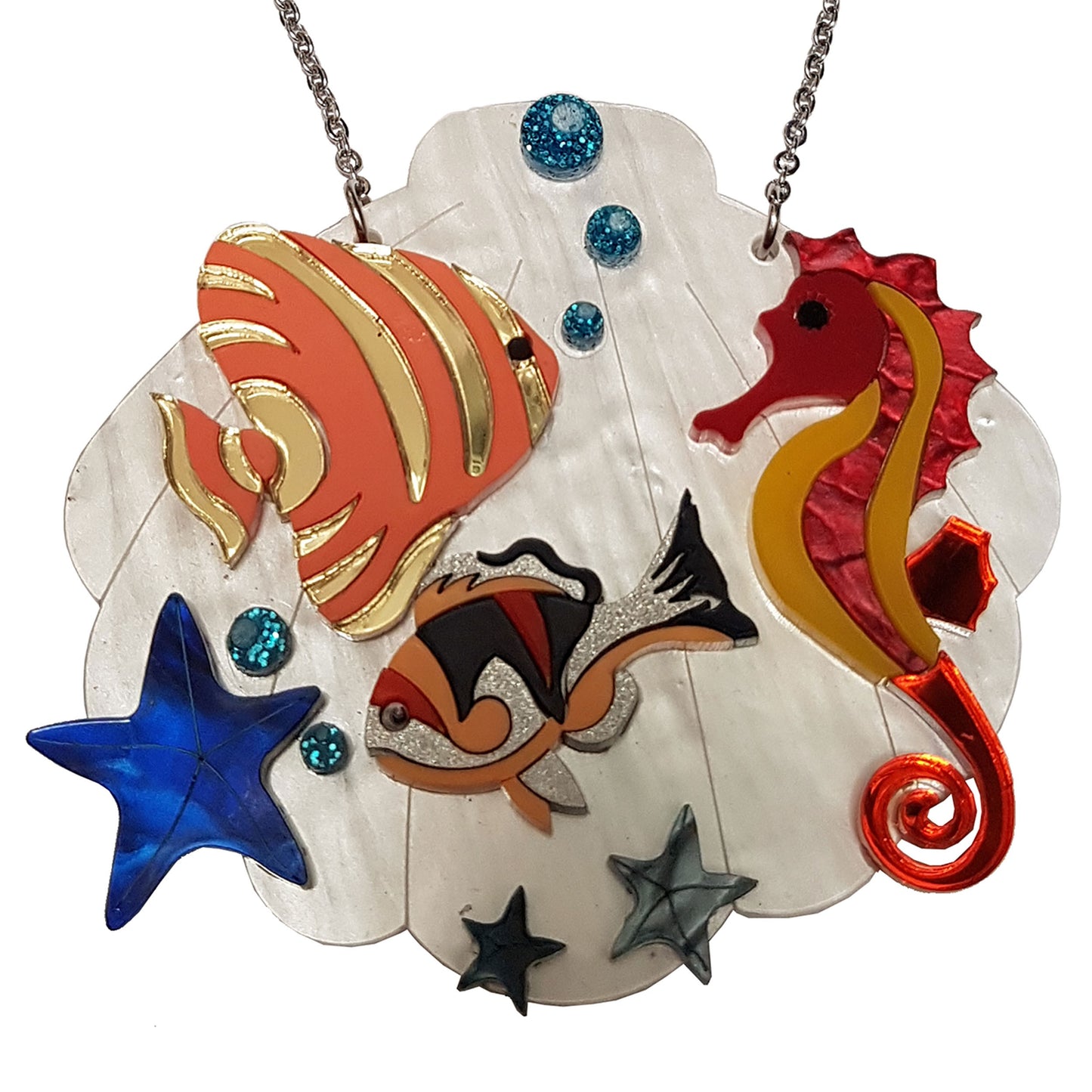 ARKY FLY Collana Mare Conchiglia e Cavalluccio red