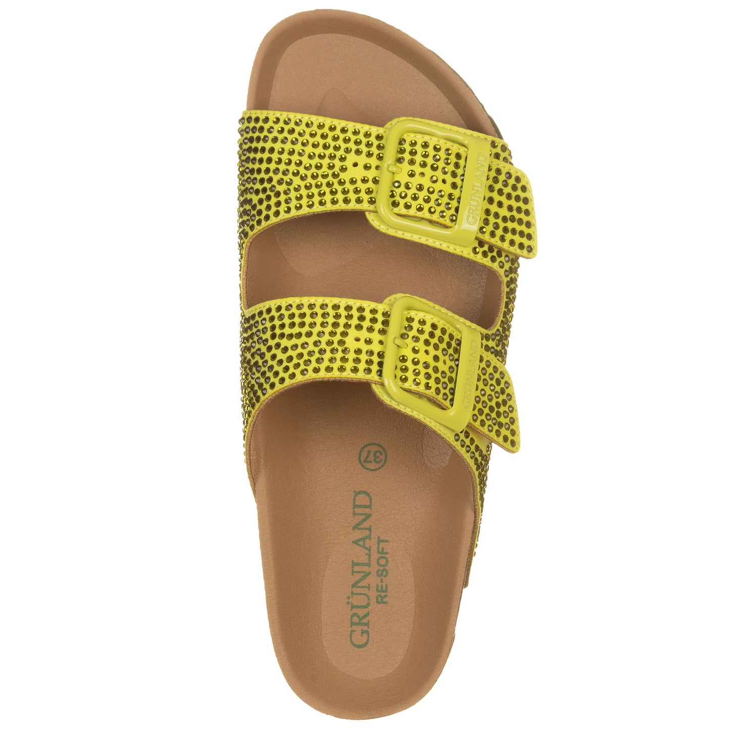 Grunland Ciabatte due fibbie con strass lime