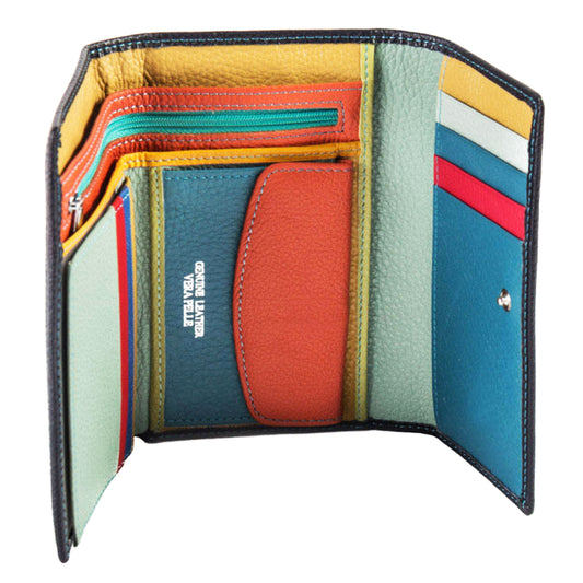 Portafoglio Medio Grande Reuse Multicolor Blu in Pelle