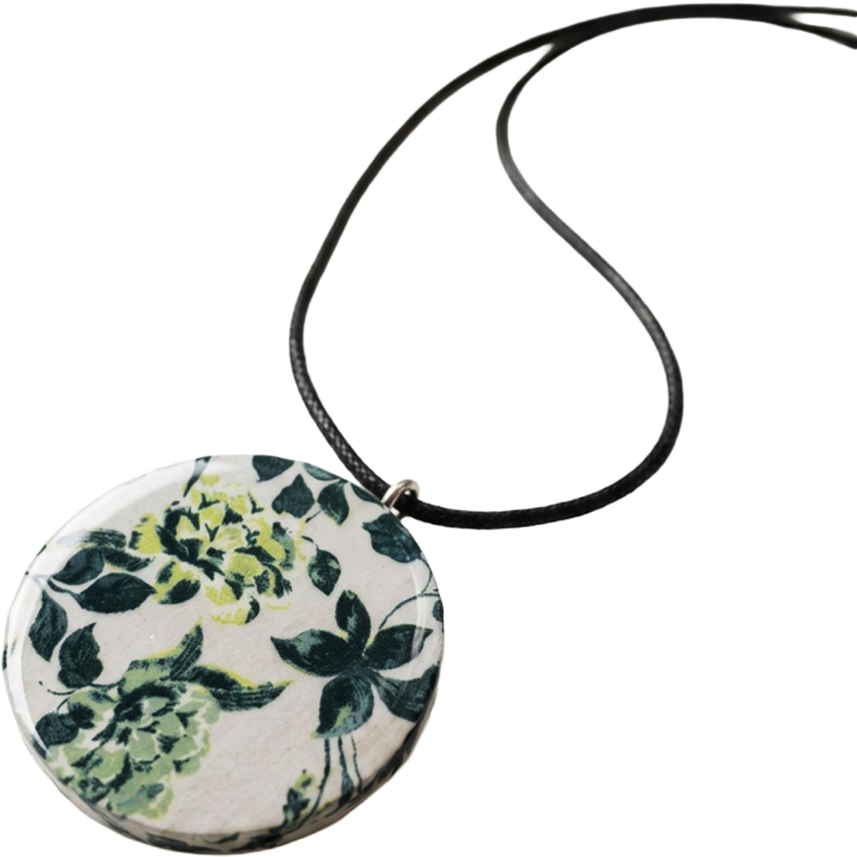 SURKANA Collana con Medaglione Floreale in Legno