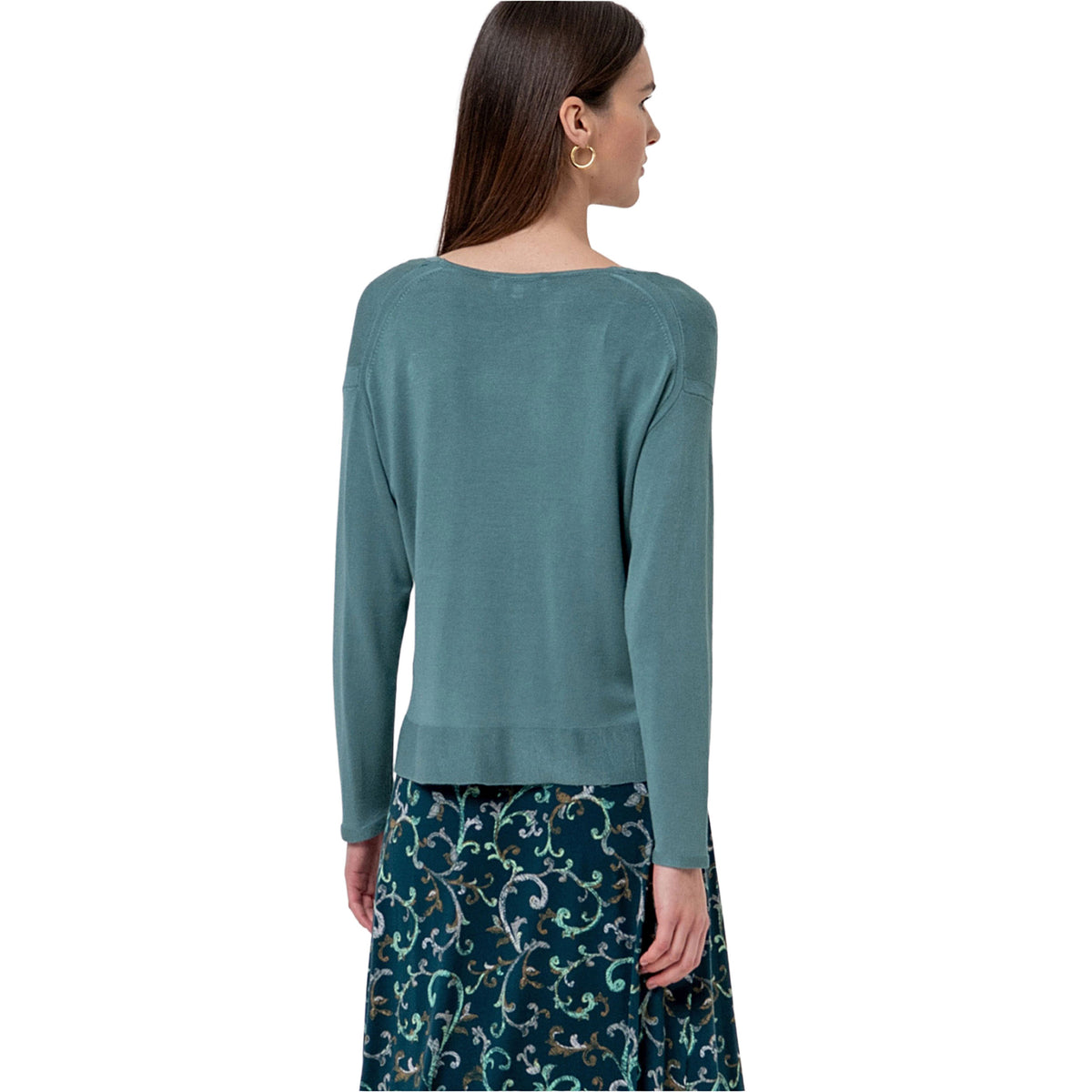 SURKANA Maglione con Scollo a V in Viscosa Verde Polvere