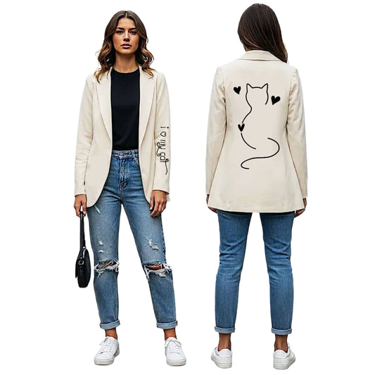 ROXAPAJ Giacca Avorio I Love my Cat