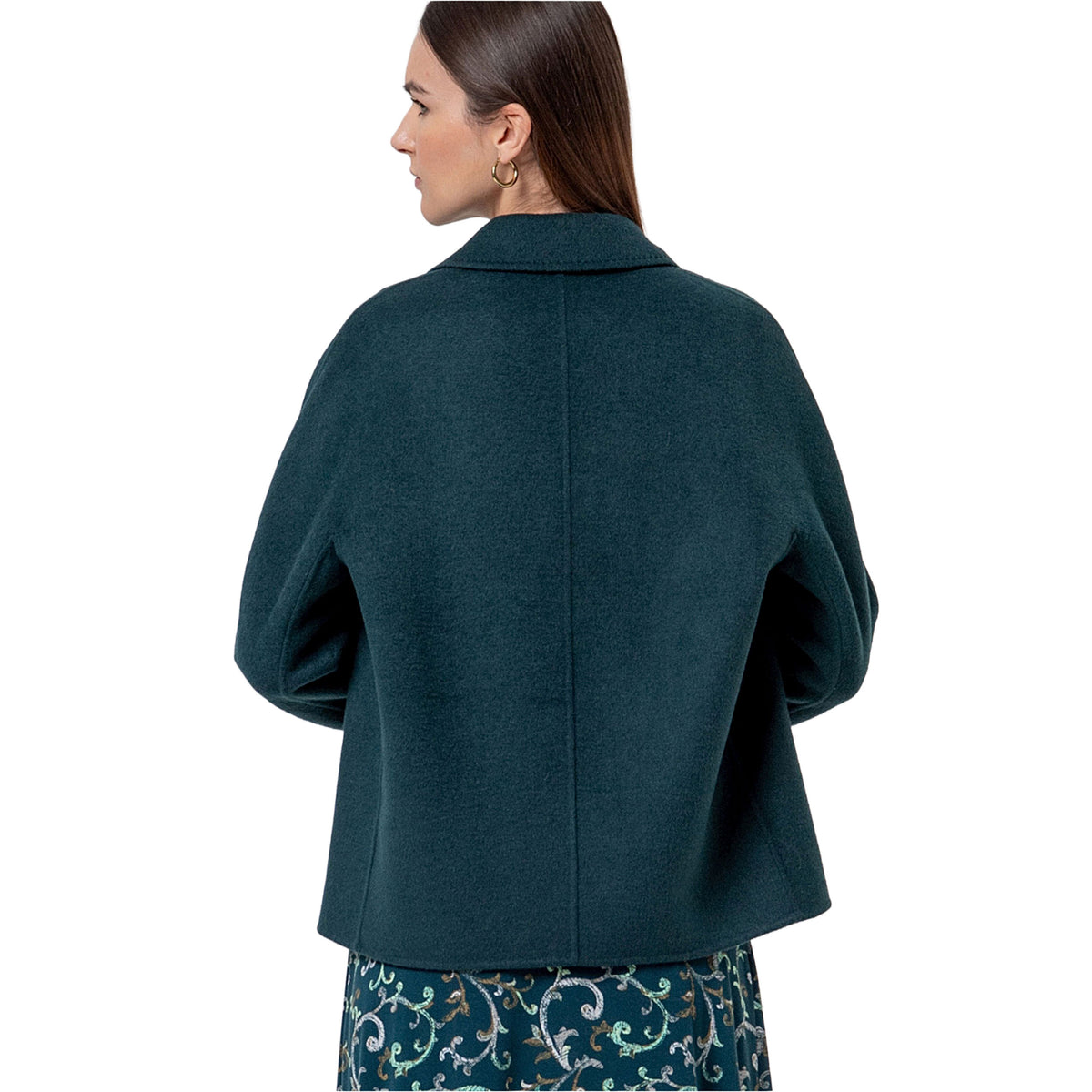 SURKANA Cappotto Corto Doppiopetto in Lana Verde Bottiglia